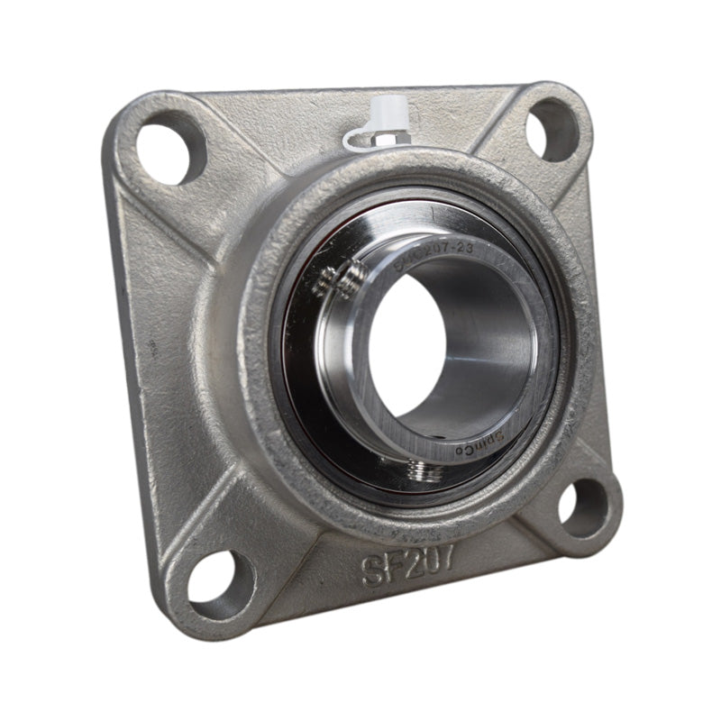 SSUCF201 Metric Four Bolt Square Stainless Steel Flange Housing with 12mm Bore Stainless Insert