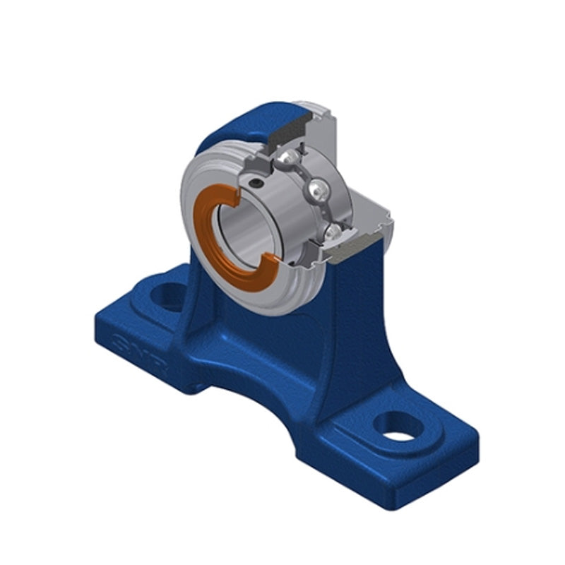 SNR UCPH206CC Metric Cast Iron High Centre Height Two Bolt Pillow / Plummer Block Housing with 30mm Bore Insert with Narrow Steel Plate Cover - Closed Version - Allow 2-3 Days