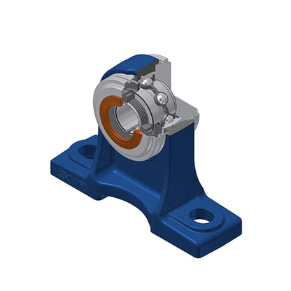 SNR UKPH206HCO Metric Cast Iron High Centre Height Two Bolt Pillow / Plummer Block Housing with Narrow Steel Plate Cover - Open Version - Insert and Adaptor Sleeve Fits 25mm Shaft - Allow 2-3 Days