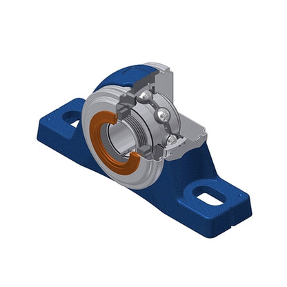 SNR UKPLE208HCC Metric Cast Iron Two Bolt Pillow / Plummer Block Housing with Narrow Steel Plate Cover - Closed Version - Insert and Adaptor Sleeve Fits 35mm Shaft - Allow 2-3 Days