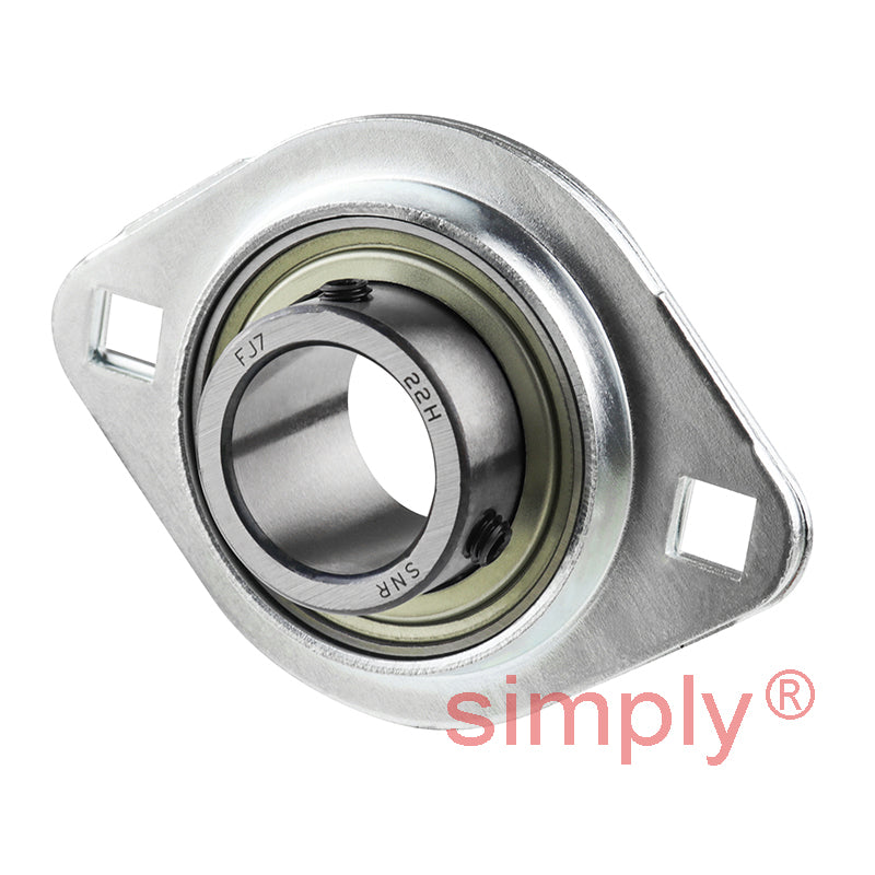 SNR USPFL201 Oval 2 Bolt Pressed Steel Bearing Housing with 12mm Insert - Allow 2-3 Days