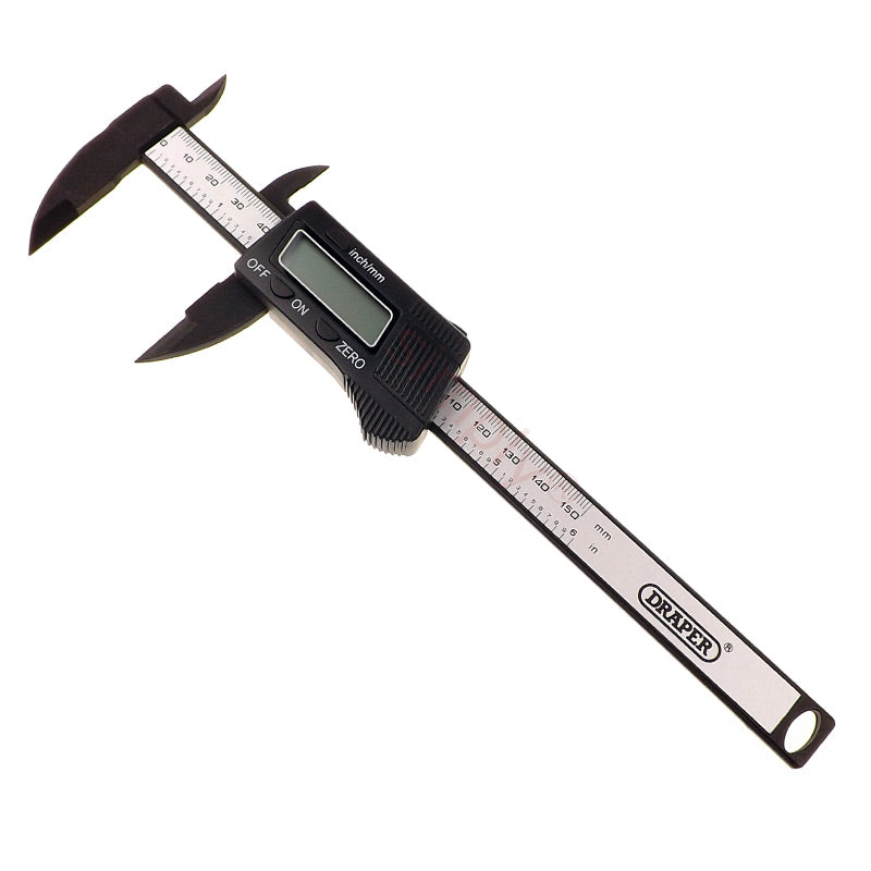 150mm / 6 inch Strong Lightweight Carbon Fibre Digital LCD Vernier Caliper Measuring Gauge