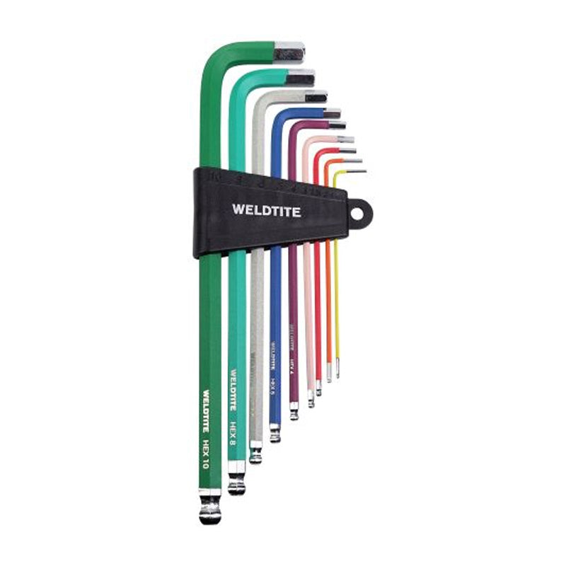 Weldtite Colour Coded Hexagonal Ball End Key Set 1.5 2 2.5 3 4 5 6 8 and 10mm