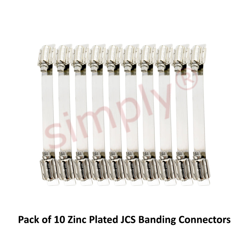 Pack of 10 - JCS NCZ450 Zinc Plated Steel Banding 450mm Connectors for use with 12mm Banding 